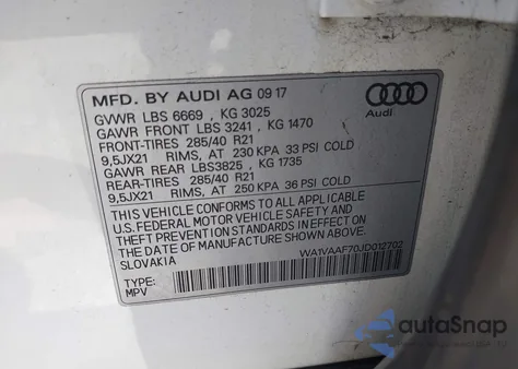 2018 Audi Q7 3.0T Premium z USA, uszkodzony, nr VIN WA1VAAF70JD012702